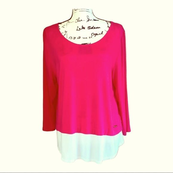 Calvin Klein pink and white women’s large top - Picture 1 of 5